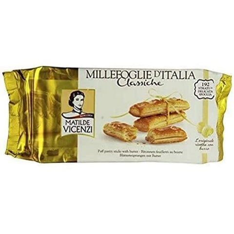 Matilde Vicenzi MilleFoglie Classiche, Italienische Blätterteigstangen mit Butter 16x125g Original italienisch Kekse
