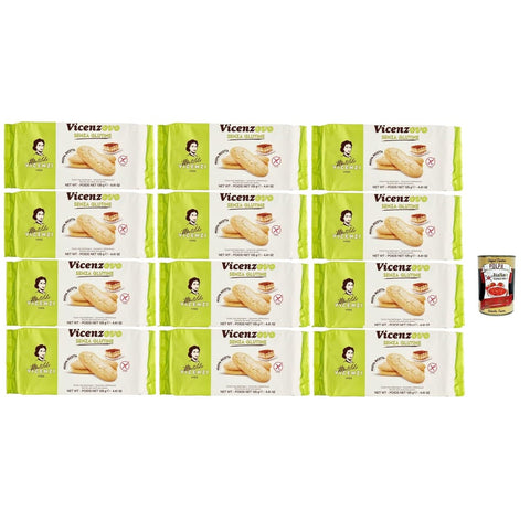 Matilde Vicenzi Snack Kuchen & Backwaren Matilde Vicenzi Savoiardi Vicenzovo, Laktose und glutenfrei, traditionelle, einfache und leichte Kekse, hergestellt mit 26% frischen Eiern, Zucker und Mehl, 12x 125gr Original italienisch inkl. Italian Gourmet Polpa 400g 8000350005795