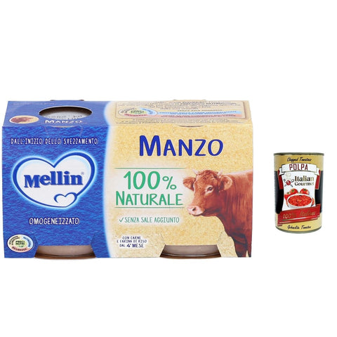 Mellin Knabberartikel Mellin Di Manzo Rindfleisch Natural 2x80 g 6x italienisch Original Pastasauce + kostenlos polpa 400 g 8000050590607