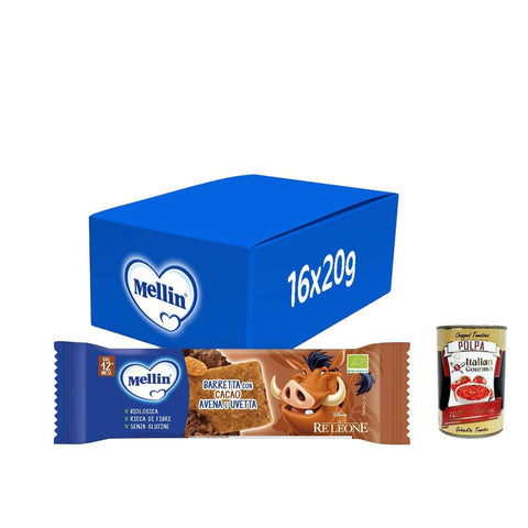 Mellin Snack Kuchen & Backwaren Mellin Barretta, Gusto Cacao Avena e Uvetta, Senza Glutine, dal 12° Mese, 16x 20 g Snack Kuchen & Backwaren italienisch Original 8032804040014