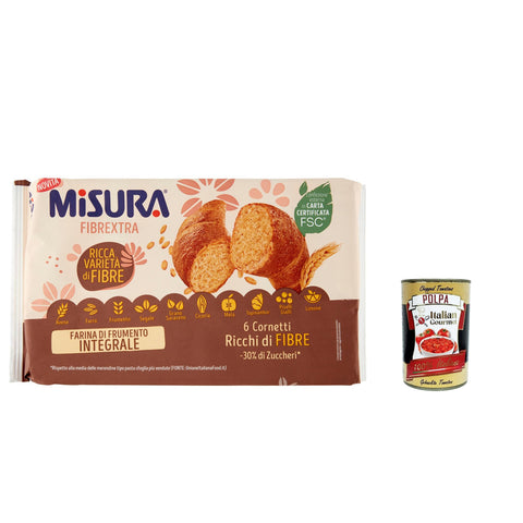 Misura Cornetti Integrali Classici Fibrextra Vollkorn Croissants mit Vollkornmehl 246 g 6x italienisch Original Pastasauce + kostenlos polpa 400 g
