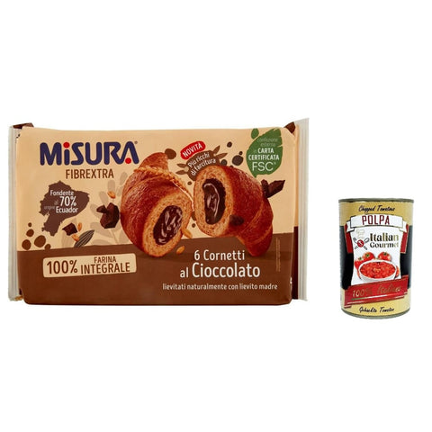 Misura Abgepackte Gebäckstücke Misura Cornetti Fibrextra Cioccolato Schokolade Croissants 100 % Vollkornmehl 3x 300 g italienisch Original 8002590076887
