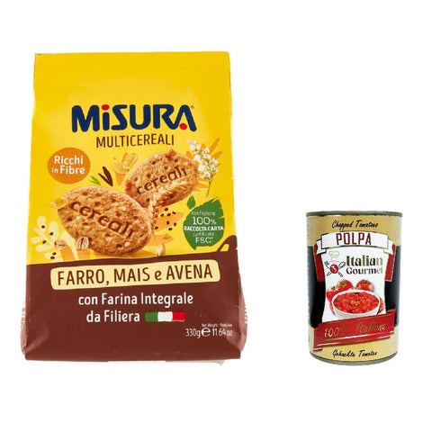 Misura Integrali Kekse Misura Integrali Mehrkorn-Vollkornkekse mit knusprigen Cerealien 330 g 12x italienisch Original Müsli + kostenlos polpa 400 g 8002590043339