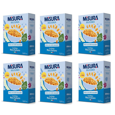 Misura Dolcesenza Knusprige und Goldene Cornflakes Italienischer Mais Ohne Zuckerzusatz 350g 6x Original italienisch