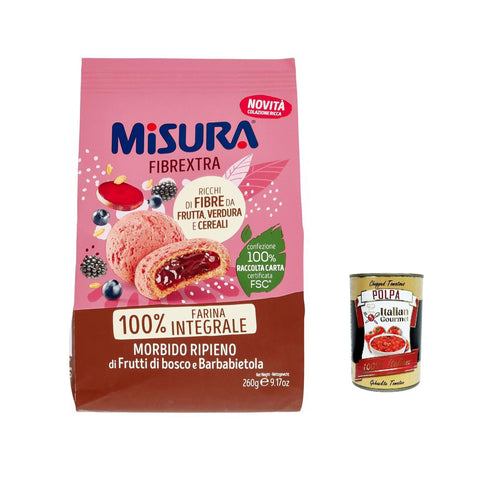 Misura Frollino Integrale Fibrextra Vollkorn Mürbeteig mit Waldbeeren und Rote Bete Füllung, 100 % Vollkornmehl, 260 g italienisch Original
