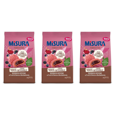 Misura Fibrextra Frollini Ripieni Vollkornkekse gefüllt mit Beeren und Rote Beete 260 g italienisch Original