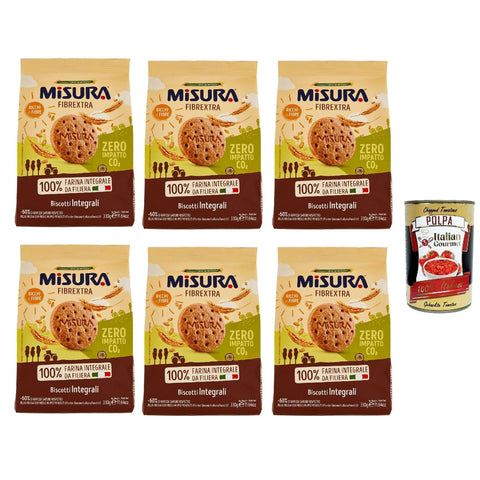 Misura Biscotti Integrali Fibrextra Vollkornkekse, 100% Vollkornmehl, Reich an Ballaststoffen, biscuits cookies 330 g italienisch Original