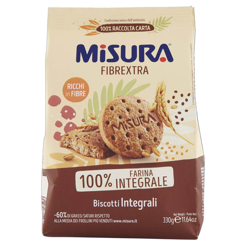 Misura Fibrextra Biscotti Integrali Vollkornkekse Kekse Biscuits 100% Vollkornmehl aus der italienischen Lieferkette 330 g italienisch Original