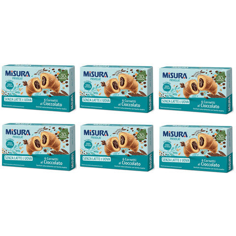 Misura Privolat Cornetti al Cioccolato Senza Latte e Uova Croissants mit Schokoladenfüllung ohne Milch und Ei 6x 290g Original italienisch
