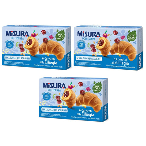 Misura Kekse Misura Dolcesenza Cornetti alla Ciliegia Senza Zuccheri Aggiunti Croissant mit Kirschfüllung Ohne Zuckerzusatz 290g 3x Original italienisch 8002590046477