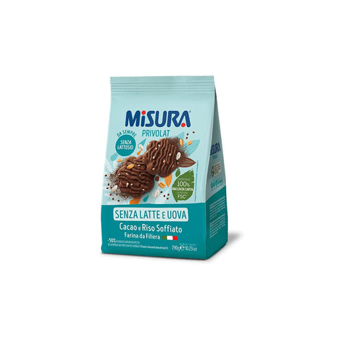 Misura Privolat Cacao e Riso Soffiato Kekse mit Puffreis und Kakao ohne Milch und Eier 290 g biscuits italienisch Original