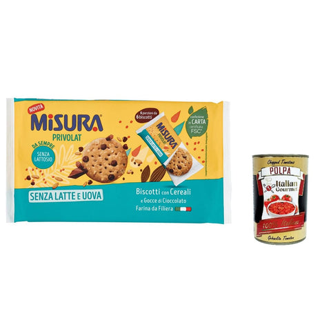 Misura Kekse Misura Privolat Kekse mit Müsli und Schokoladenstückchen Ohne Milch und Eier Italienisches Mehl, biscuits cookies 280g 12x Original italienisch inkl. Italian Gourmet Polpa 400g 8002590081843