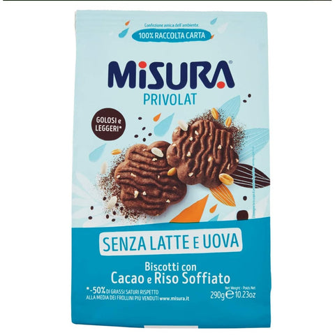 Misura Kekse Misura Privolat Kekse mit Puffreis und Kakao ohne Milch und Eier 250 g 6x italienisch Original 8002590043414