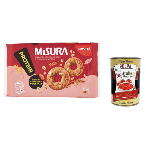 Misura Kekse Misura Protein Kekse mit Mandeln und Haferflocken, Reich an pflanzlichen Proteinen, Mehl aus der italienischen Lieferkette, biscuits cookies 260 g italienisch Original 8002590081836