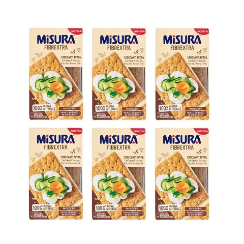 Misura Knabberartikel 6x Misura Fibrextra cracker integrali con semi di sesamo, fiocchi d'avena e chia Vollkorncracker mit Sesamsamen, Haferflocken und Chiasamen, 160 g