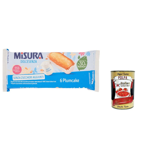 Misura Knabberartikel Misura Plumcake allo Yogurt Dolcesenza Joghurt-Pflaumenkuchen, ohne Zuckerzusatz, 190 g 12x Original italienisch inkl. Italian Gourmet Polpa 400g 8002590308025
