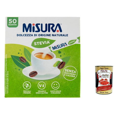 Misura Koch- & Backzutaten Misura Stevia üßstoff natürlicher Herkunft, 50 Beutel 6x Original italienisch inkl. Italian Gourmet Polpa 400g 7640110704370