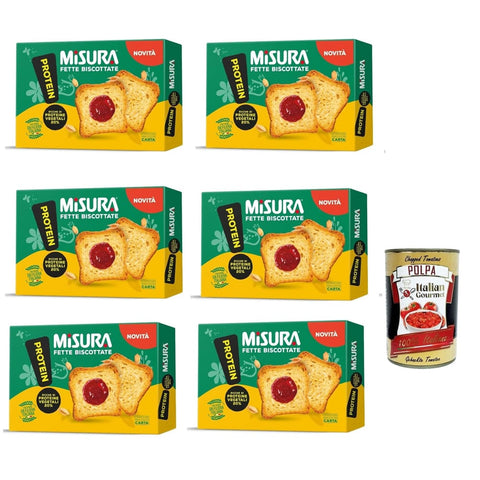 Misura Snack Kuchen & Backwaren Misura Protein Fette Biscottate, Zwieback Reich an Ballaststoffen und Gemüseproteinen, 6x 320 g Original italienisch inkl. Italian Gourmet Polpa 400g 8032804040014