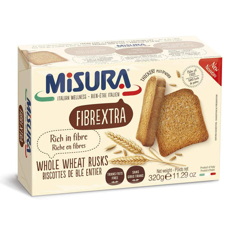Misura Fibraextra Fette Biscottate Vollkorn Zwieback gebackenem Brot 3x320g Original italienisch Kekse