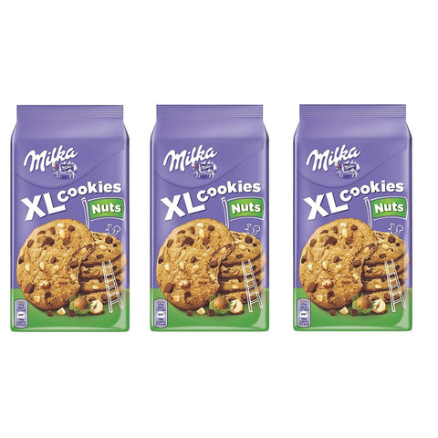 Milka Kekse XL Nuts mit Schokolade und Haselnusstropfen cookies Biscuits 3x184g Original italienisch