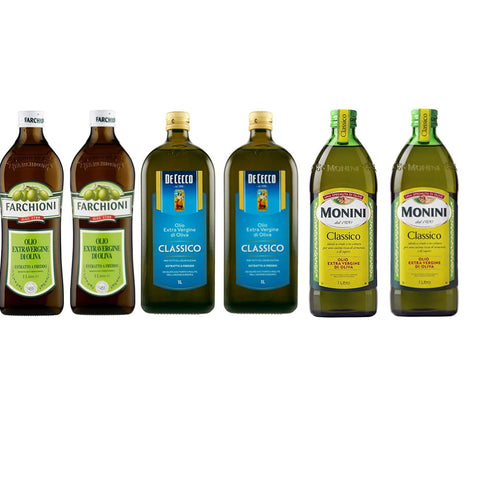 Monini Öl & Essig Monini Extra Natives Olivenöl 1L nativ olio extravergine di oliva Classico 2x Original italienisch inkl. 2x De Cecco Extra Natives Olivenöl 1L + 2x Farchioni Extra Natives Olivenöl 1L 8001250220011