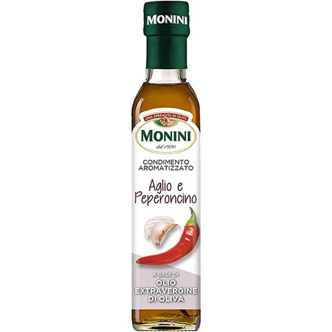 Monini Öl Monini WÜRZMITTEL AUF BASIS VON NATIVEM OLIVENÖL EXTRA MIT KNOBLAUCH UND CHILI-PFEFFER CL.250 MONINI Original italienisch 8005510000931