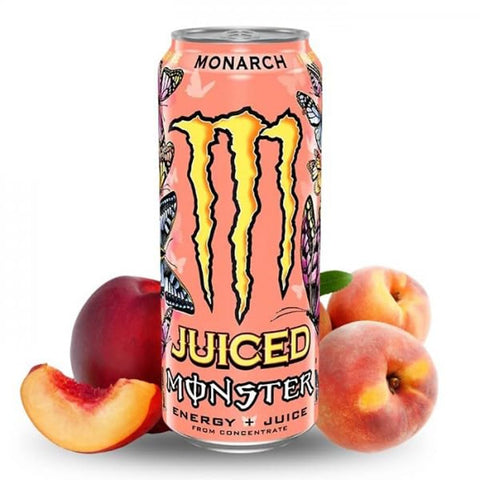 Monster Energy Drinks Monster Energy Monarch koffeinhaltiger Energy Drink mit fruchtigem Geschmack aus Pfirsich und Nektarine in praktischen 48x 500 ml italienisch Original 5060751219316