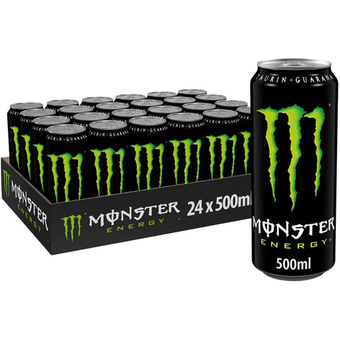 Monster Energy Energy Drinks Monster Energy koffeinhaltiger Energydrink mit klassischem Energy-Geschmack - in praktischen Einweg Dosen (24 x 500 ml) Original italienisch 5060335635600