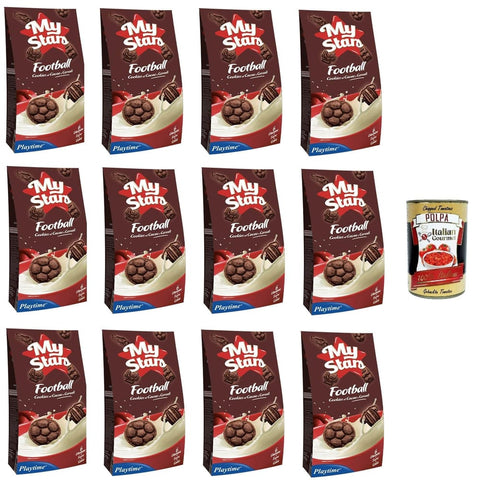 Montebovi Kekse Montebovi Playtime Football Biscotti al cacao e cerali Football Kakao- und Müslikekse 12x 275gr Original italienisch inkl. Italian Gourmet Polpa 400g 8032958764262
