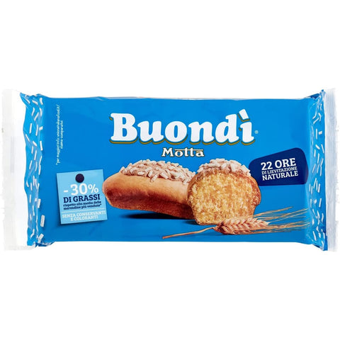 Motta Desserts Motta Buondì Classico Snacks gebackener Kuchen mit Zuckerguss -30% von Fetten (6 x 33g ) 198g leichtes Frühstück 6x Original italienisch 8014037008009