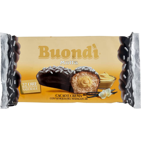 Motta Buondì Cacao e Crema con Vaniglia del Madagascar Backwaren mit Sahne und Kakao Abdeckung Kuchen süßer Snack 276 g italienisch Original