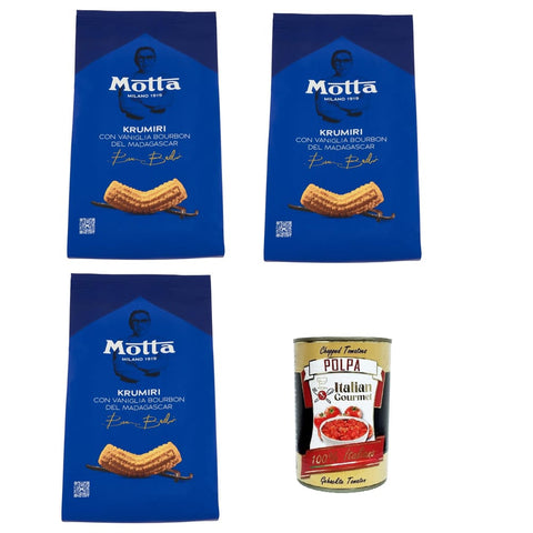 Motta Kekse Motta Krumiri mit Bourbon-Vanille aus Madagaskar 3 x 290 g Original italienisch inkl. Italian Gourmet Polpa 400g 8034097877131