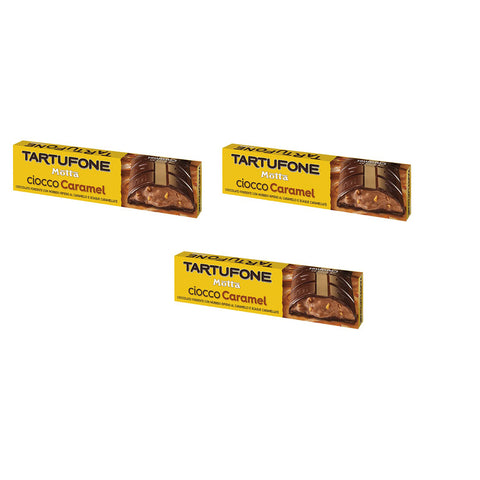 Motta Tartufone CioccoCaramel Cioccolato Fondente con ripieno al caramello e scaglie di caramello Dunkle Schokolade mit Karamellfüllung und Karamellflocken 3x 150g Original italienisch