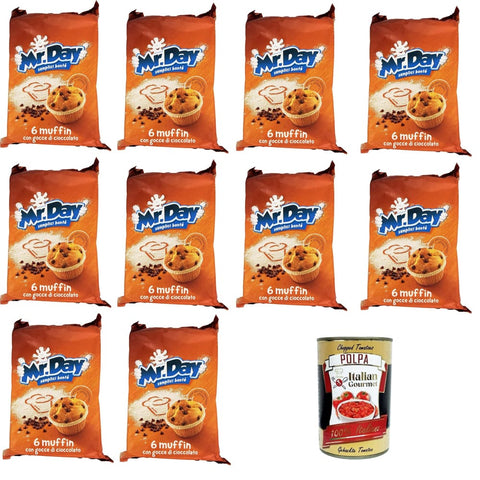 Mr.day Muffin con Kuchen & Torten Mr.day Muffin con Gocce di Cioccolato Muffins mit Schokoladenstückchen - 10x252 gr Original italienisch inkl. Italian Gourmet Polpa 400 g 8032804040014