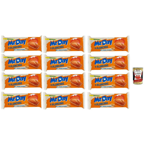 Mr.Day Snack Kuchen & Backwaren Mr.Day Plumcake Integrale mit 100% Vollkornmehl, laktosefreier und palmölfreier Snack, ideal zum Frühstück, Snack oder Kuchen, 12x 190 gr Original italienisch inkl. Italian Gourmet Polpa 400g 8032804040014