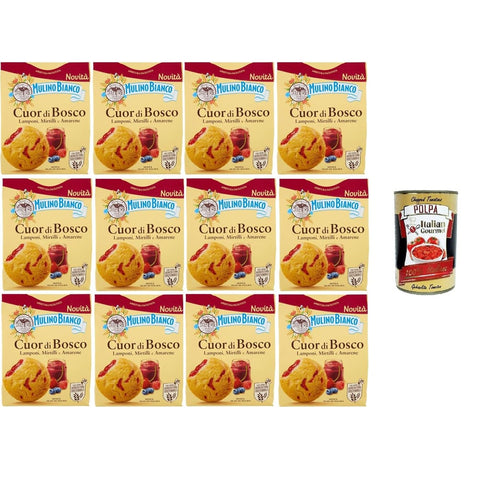 Mulino Bianco Brot & Backwaren Mulino Bianco Biscotti Cuor di Bosco Kekse von Cuor di Bosco 12x300gr Original italienisch inkl. Italian Gourmet Polpa 400g 8076809585576