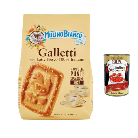 Mulino Bianco Galletti Kekse mit 100 % italienischer Frischmilch 350 g 12x italienisch Original + kostenlos polpa 400 g