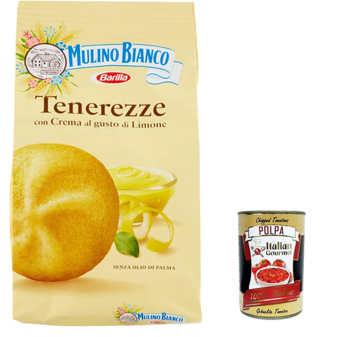 Mulino Bianco Tenerezze al limone Biscuits Shortbread Kekse cookies mit Zitronencreme, geschmacksintensives Frühstück – 200 gr italienisch Original