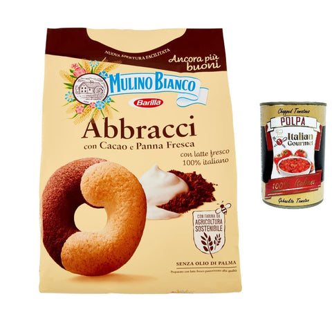 Mulino Bianco Abbracci Shortbread Kekse mit Kakao und frischer Sahne, ohne Palmöl 3x700g Original italienisch