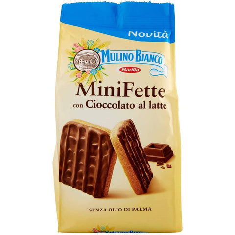 Mulino Bianco Mini Fette con Cioccolato al latte Zwieback mit Milchschokolade Kekse gebackenem brot biscuits ohne Palmöl 3x110g Original italienisch