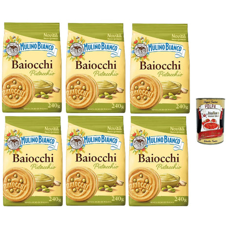 Mulino Bianco Baiocchi Pistacchio,Kekse mit Pistazien und Mürbeteig, ideal zum Frühstück oder Snack, ohne Palmöl 240 g italienisch Original