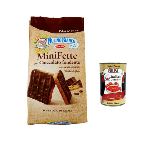 Mulino Bianco Mini Fette integrali mit dunkler Schokolade, reich an Ballaststoffen 6x110g Original italienisch Kekse
