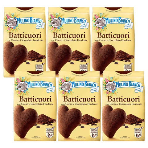 Mulino Bianco Kekse MULINO BIANCO Batticuori Italienisches Mürbegebäck Kakao Kekse 350 g x 6 pakete (Batticuori, x6) Original 5905141652789