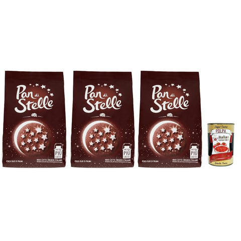 Mulino Bianco Kekse Mulino Bianco Biscotti Pan di stelle 3x 350g Italien kekse biscuits cookies kuchen, Frühstückskekse, Kakao -Keks Haselnüsse und 100% Frischmilch Original italienisch inkl. Italian Gourmet Polpa 400g 8076809580748