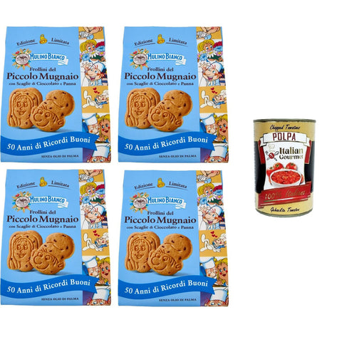 Mulino Bianco Frollini del Piccolo Mugnaio con scaglie di cioccolato e panna Piccolo Miller Kekse mit Schokoladenflocken und Sahne Limited Edition 4x300 gr italienisch Original
