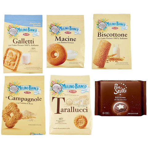 Mulino Bianco Frühstückskekse Testpack Macine Galletti Biscottone Campagnole Tarallucci Macine Biscocrema 5x700g Original italienisch