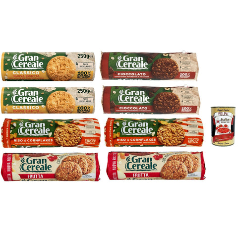 Mulino Bianco Gran Cereale Testpaket Classico, Schokolade 8x250g Original italienisch Kekse