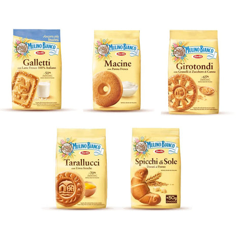 Mulino Bianco Kekse testpaket Girotondi Macine Galletti Spicchi di sole 5x350g Original italienisch