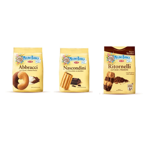 Mulino Bianco Kekse testpaket Abbracci Nascondini, Ritornelli 2 x 700g 1 x 600g Original italienisch