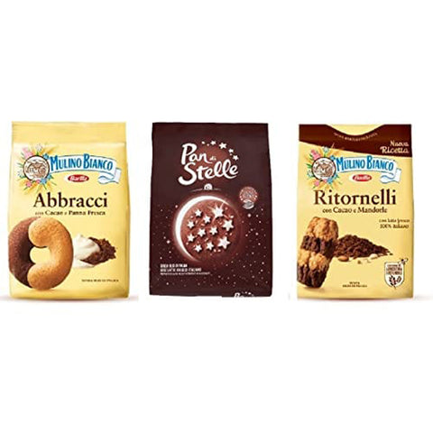 Mulino Bianco Kekse testpaket Abbracci Pan di stelle, Ritornelli 3 x 700 g italienisch Original